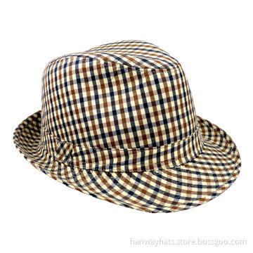 Cheap Fashionable Plaid Trilby/Fedora Hat with Self Band and Loop Trim